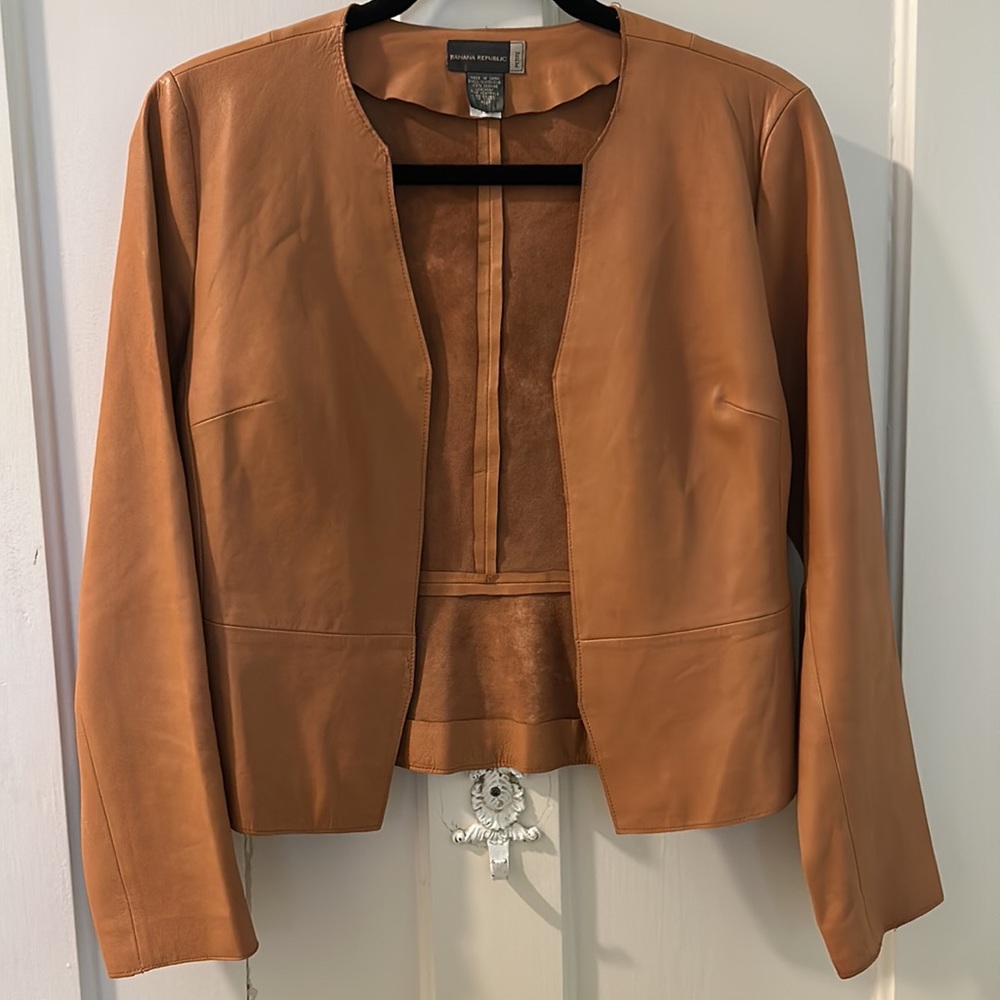 Banana republic fawn leather blazer/jacket